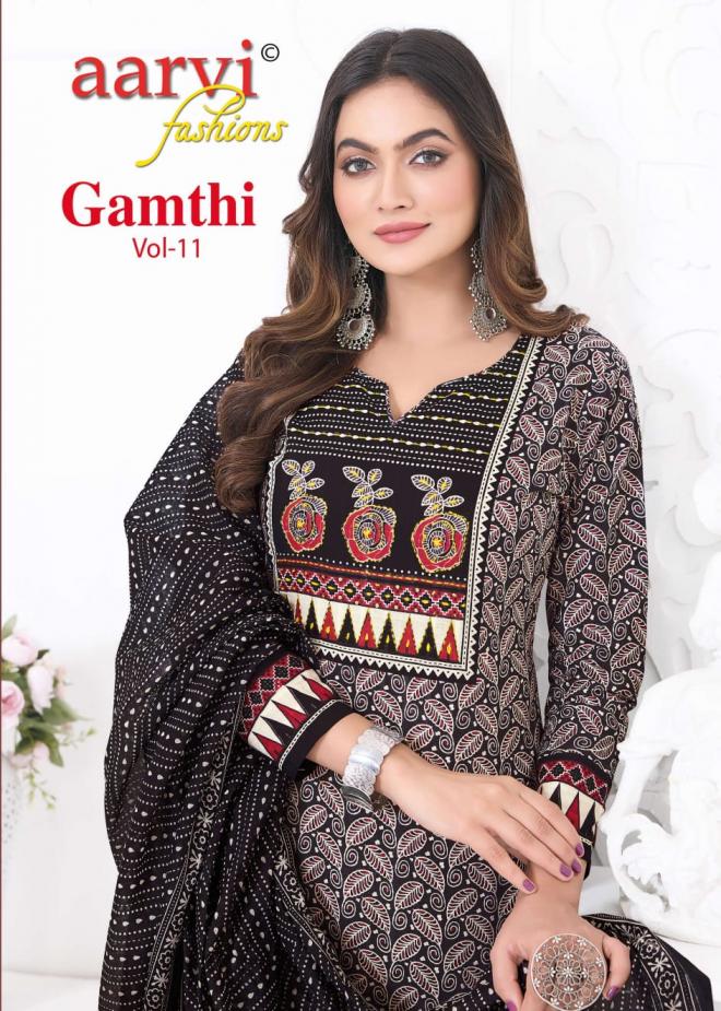 GAMTHI VOL 11 BY AARVI FASHION COTTON FULL STITCH STYLISH 3PCS DRESS