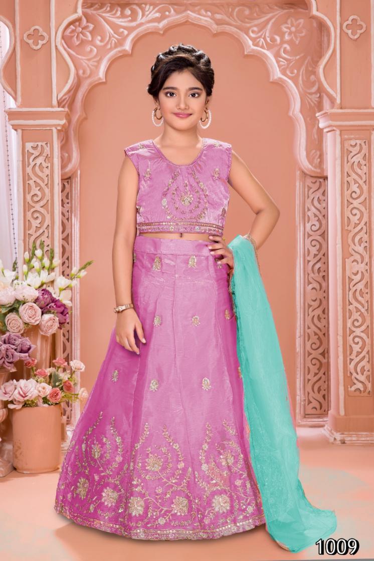 AARVI VOL 1 ORGANZA SILK READYMADE MOTI KARDANA KIDS CHANIYA CHOLI 