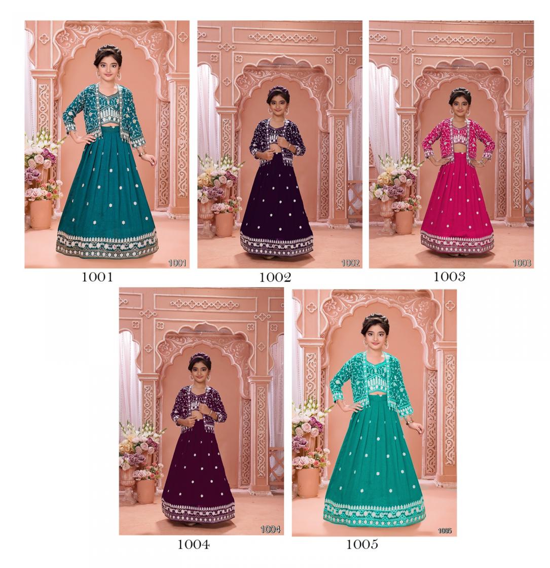 AARVI VOL 3 FULL STITCH ORGANZA SILK KIDS DESIGNER LEHENGA CHOLI 