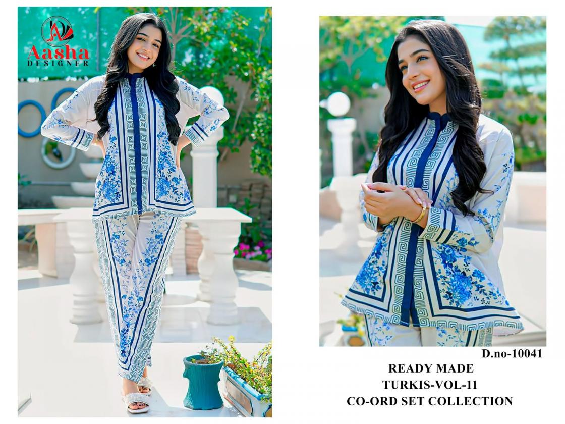 TURKIS VOL 11 BY AASHA DESIGNER FULL STITCH MODAL SATIN PRINT PAKISTANI CO-ORD  