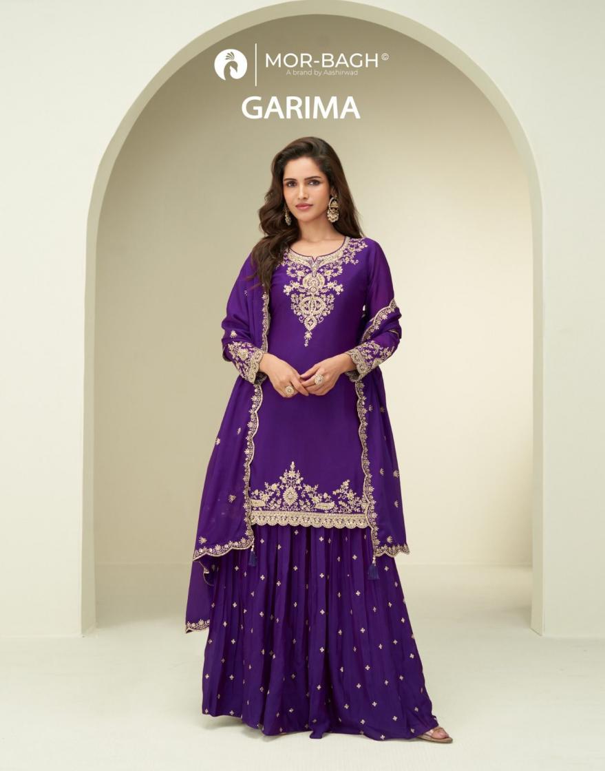 GARIMA BY AASHIRWAD CREATION CHINON SILK FULLY STITCH FESTIVE PLAZZO DRESS