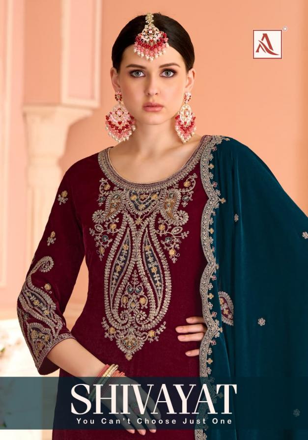 SHIVAYAT BY ALOK VELVET UNSTITCH SALWAR KAMEEZ 