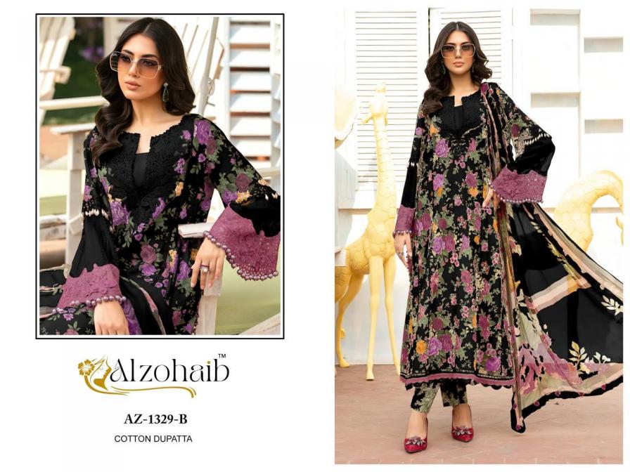 AZ 1329 BY ALZOHAIB COTTON PRETTY LOOK PAKISTANI SUITS 