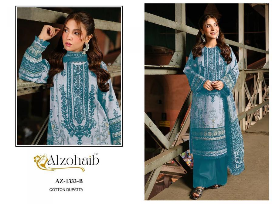 AZ 1333AB BY ALZOHAIB COTTON UNIQUE COLOURS PAKISTANI SUITS 