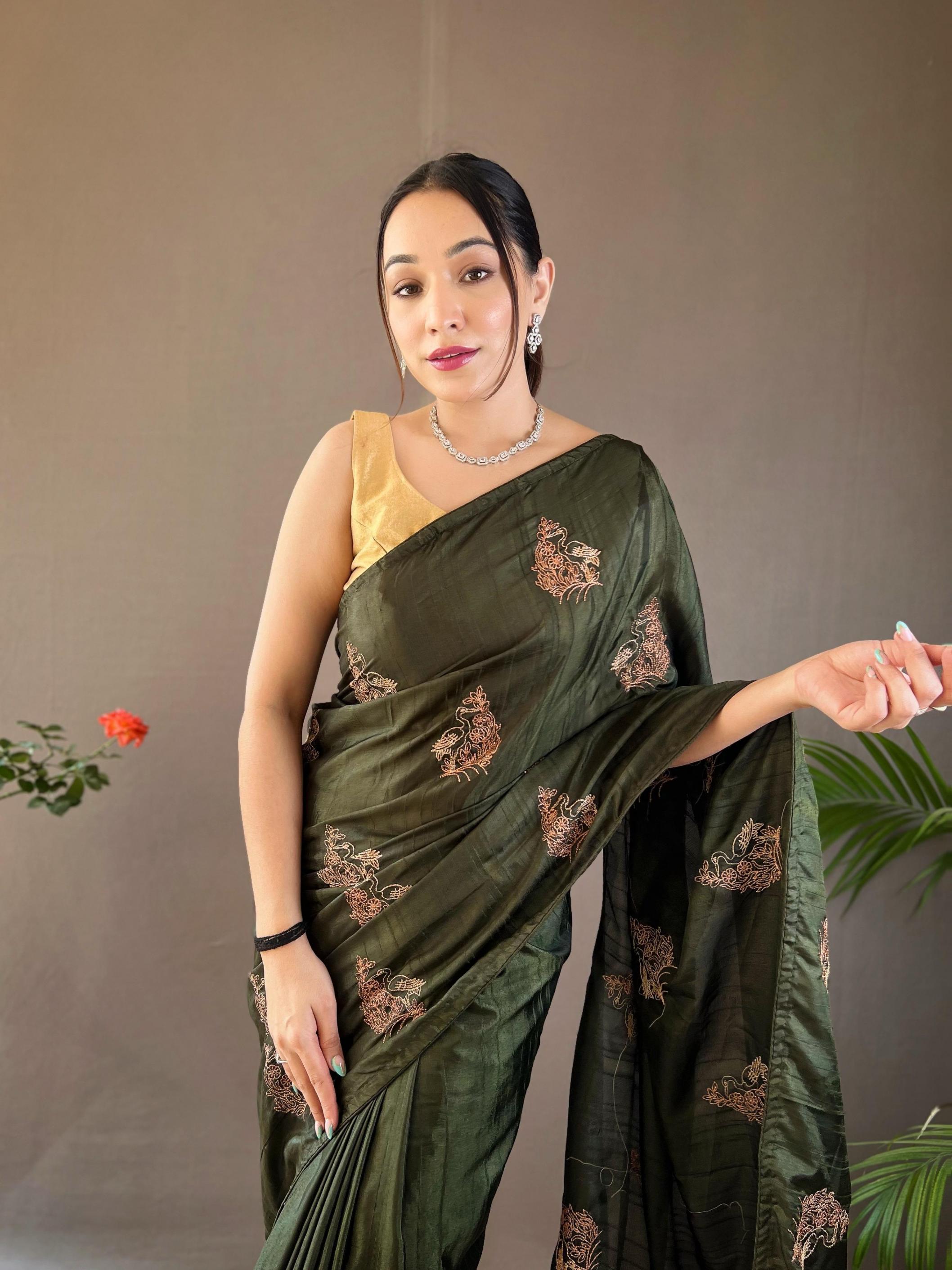 AMAYA ELEGANT STYLE SILK EMBROIDERED SAREES ONLINE 