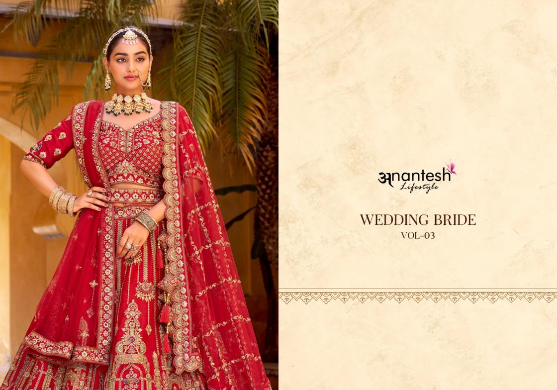 WEDDING BRIDE VOL 3 BY ANANTESH LIFESTYLE SILK VELVET SEMI STITCH LEHENGA FOR BRIDE 