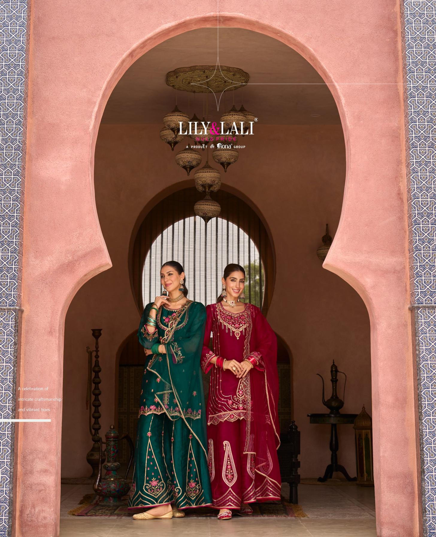 LILY & LALI ANDORRA READYMADE DESIGNER SILK KALI WORK SHARARA DRESS