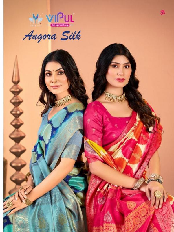 VIPUL FASHION ANGORA SILK 91386-91391 SILK UNIQUE COLOURS SAREE ONLINE 