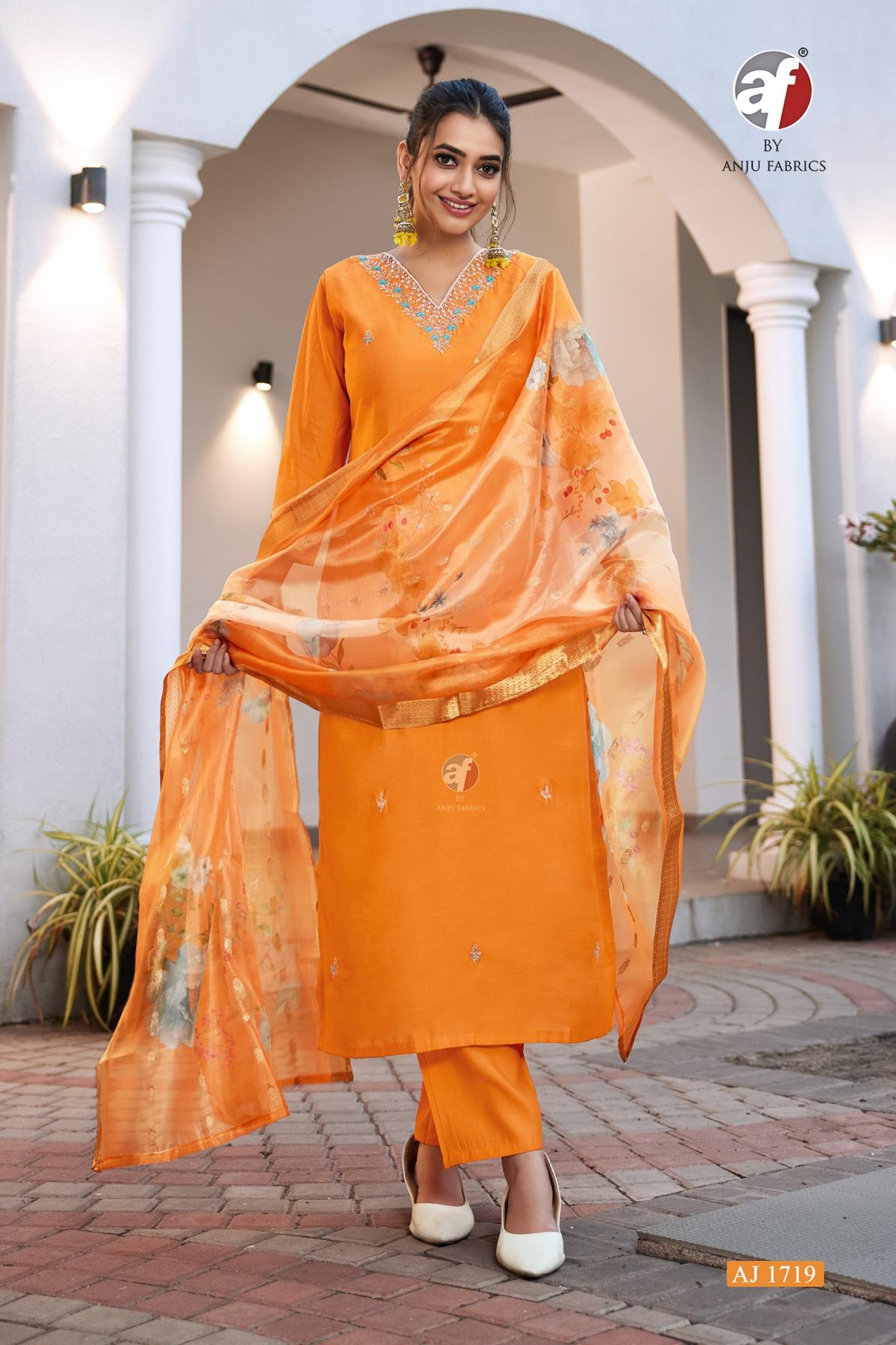 AJ 1719 BY ANJU FAB MODAL SILK COMBO SET FULL STITCH 3PCS DRESS