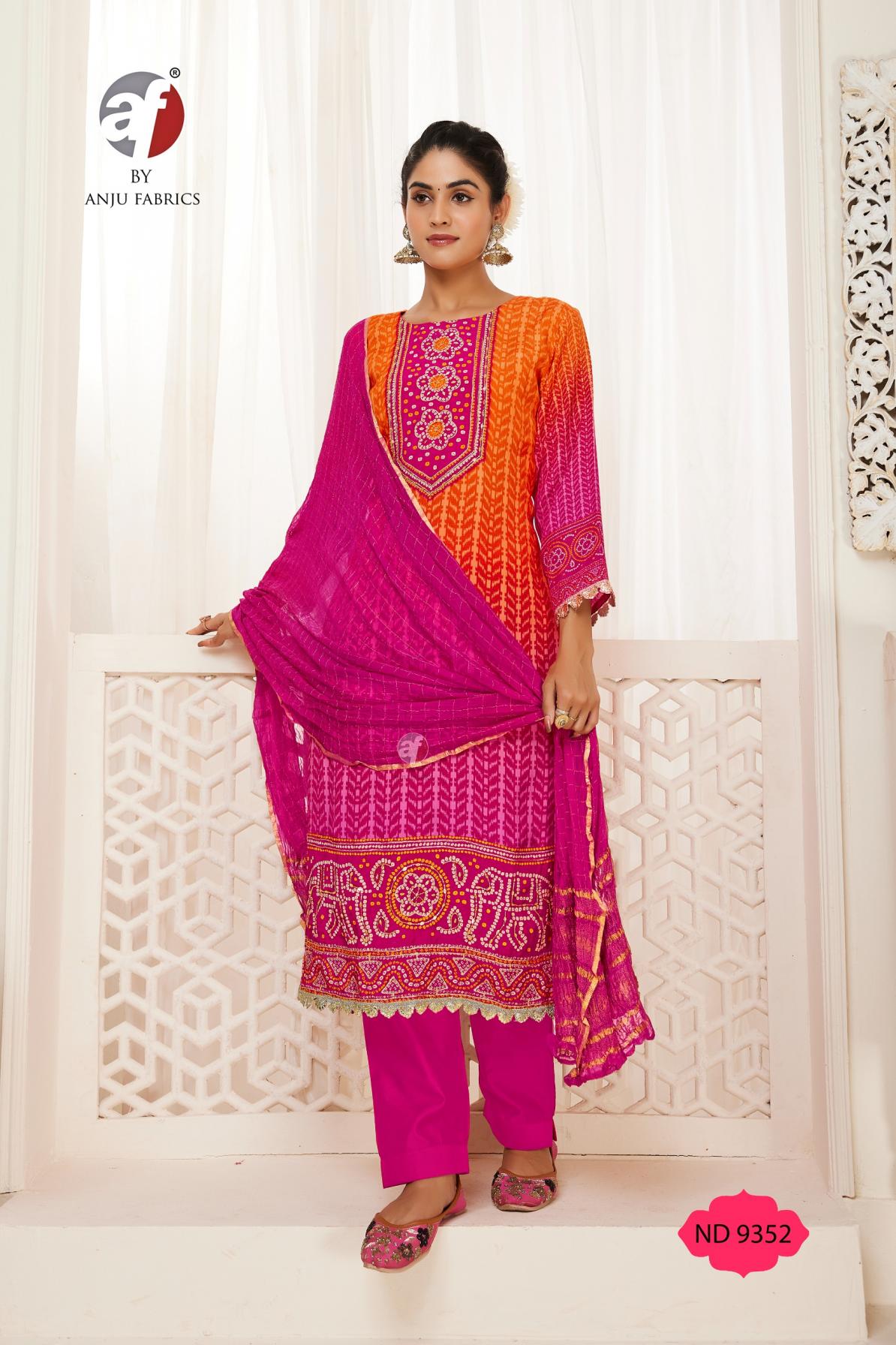ND 9352 BY ANJU FAB VISCOSE BLAZE SHIMMER FULL STITCH COMBO 3PCS DRESS