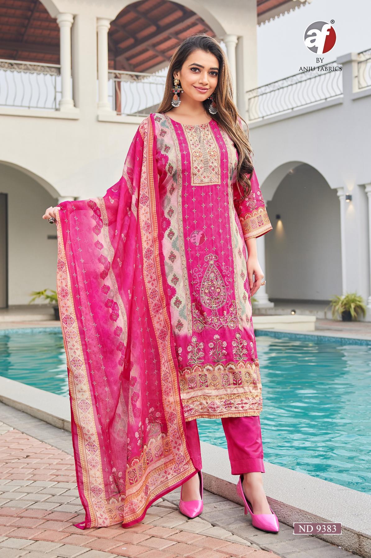 ND 9383 BY ANJU FAB VISCOSE SILK READYMADE COMBO SUIT FOR WOMENS 