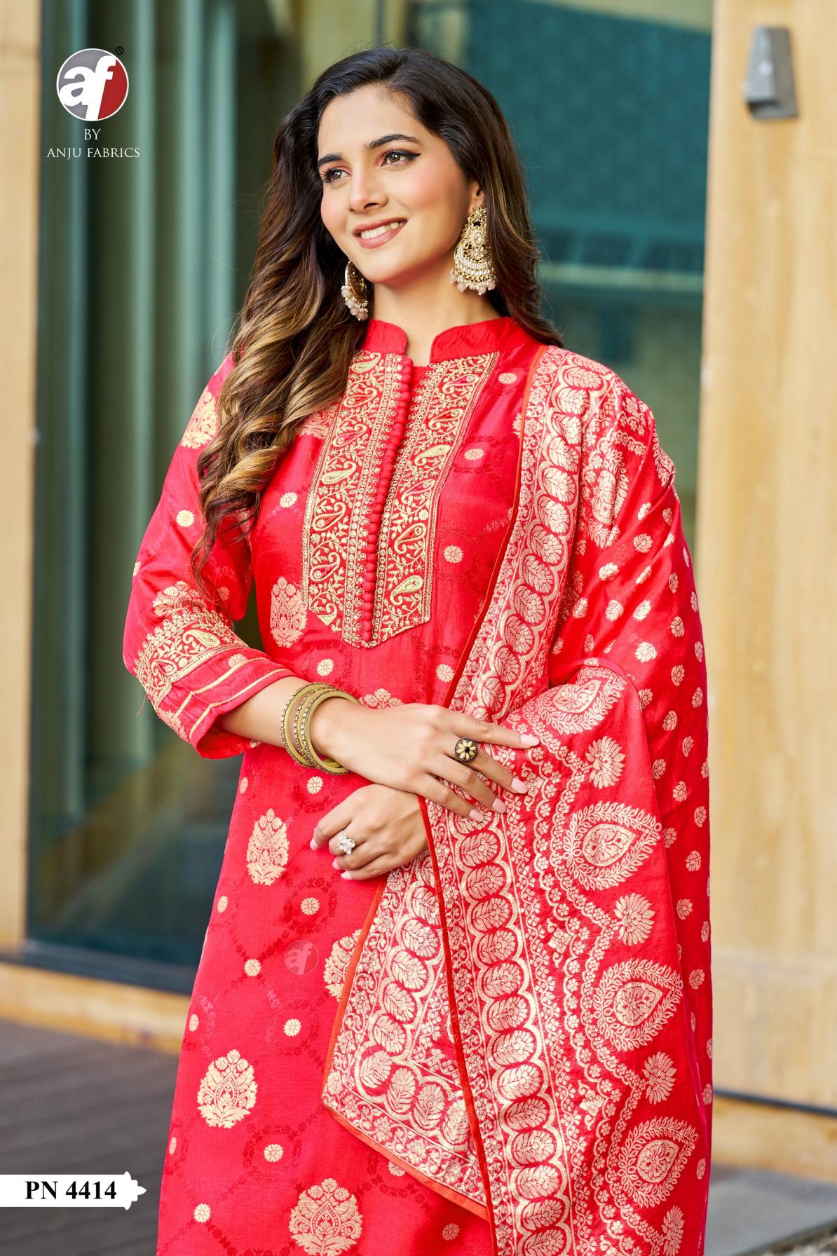 PN 4415-4416 BY ANJU FAB FULL STITCH RUSSIAN SILK COMBO 3PCS DRESS