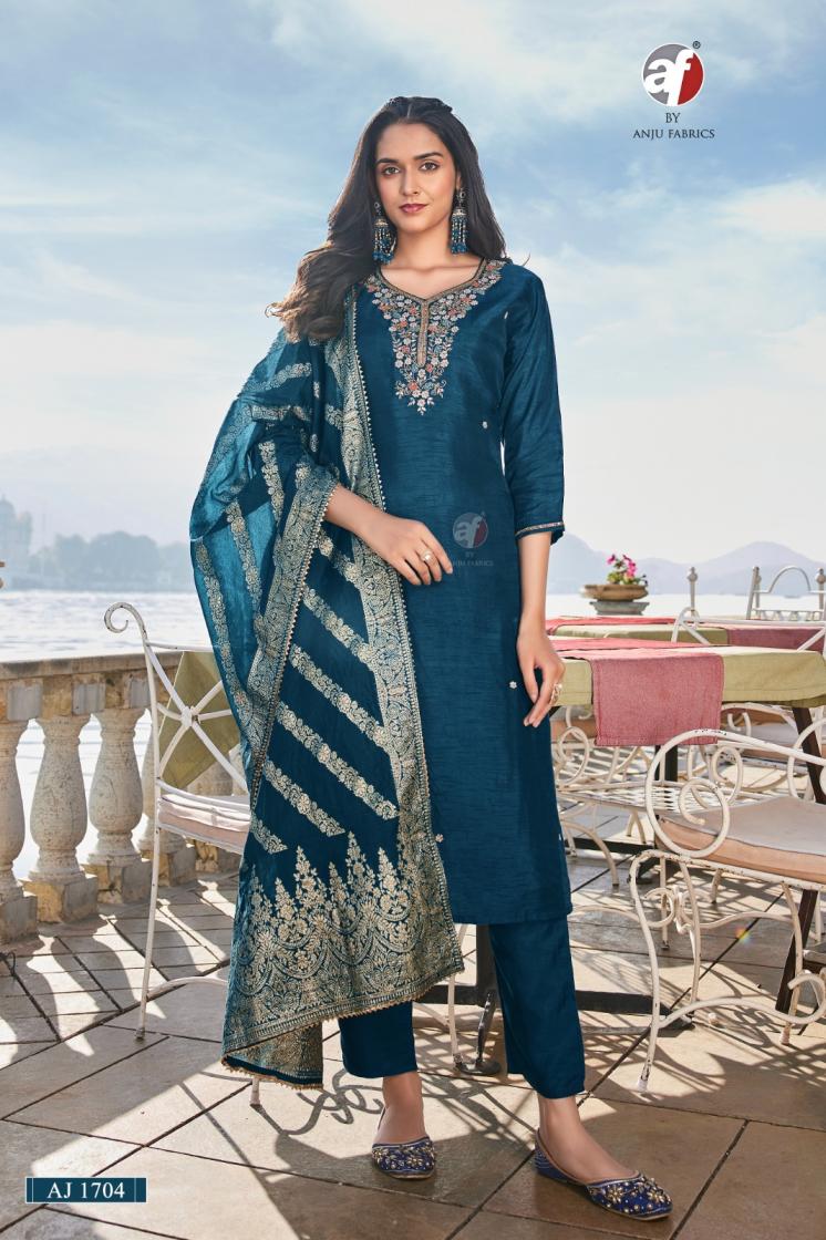 AJ 1704 BY ANJU FAB DOLA SILK FASHIONABLE READYMAE COMBO 3PCS DRESS