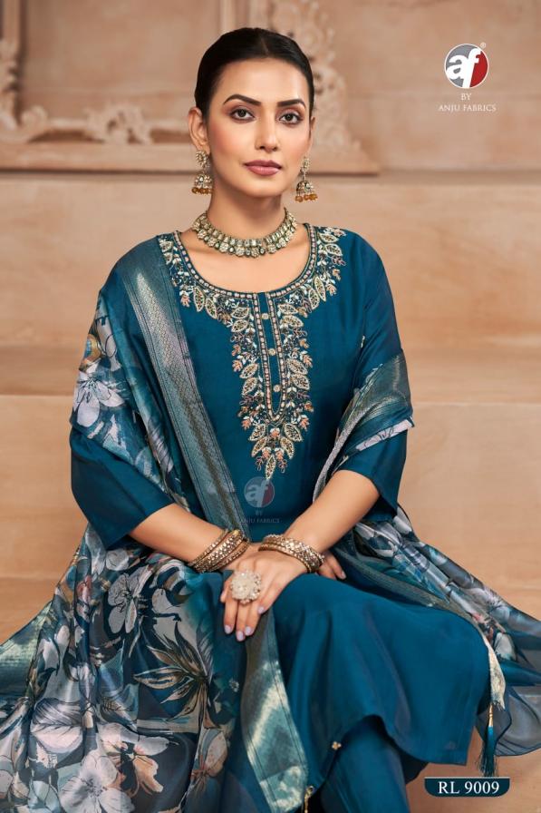 RL 9009 BY ANJU FAB ROMAN SILK READYMADE COMBO 3PCS DRESS 