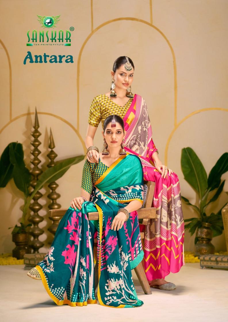 SANSKAR TEX PRINT ANTARA ETHERIYAN SILK STYLISH SAREE SUPPLIER 