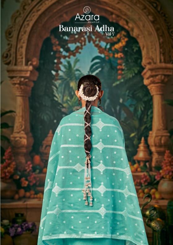 BANARASI ADHA VOL 7 BY AZARA RADHIKA FASHION COTTON JACQUARD SUITS 