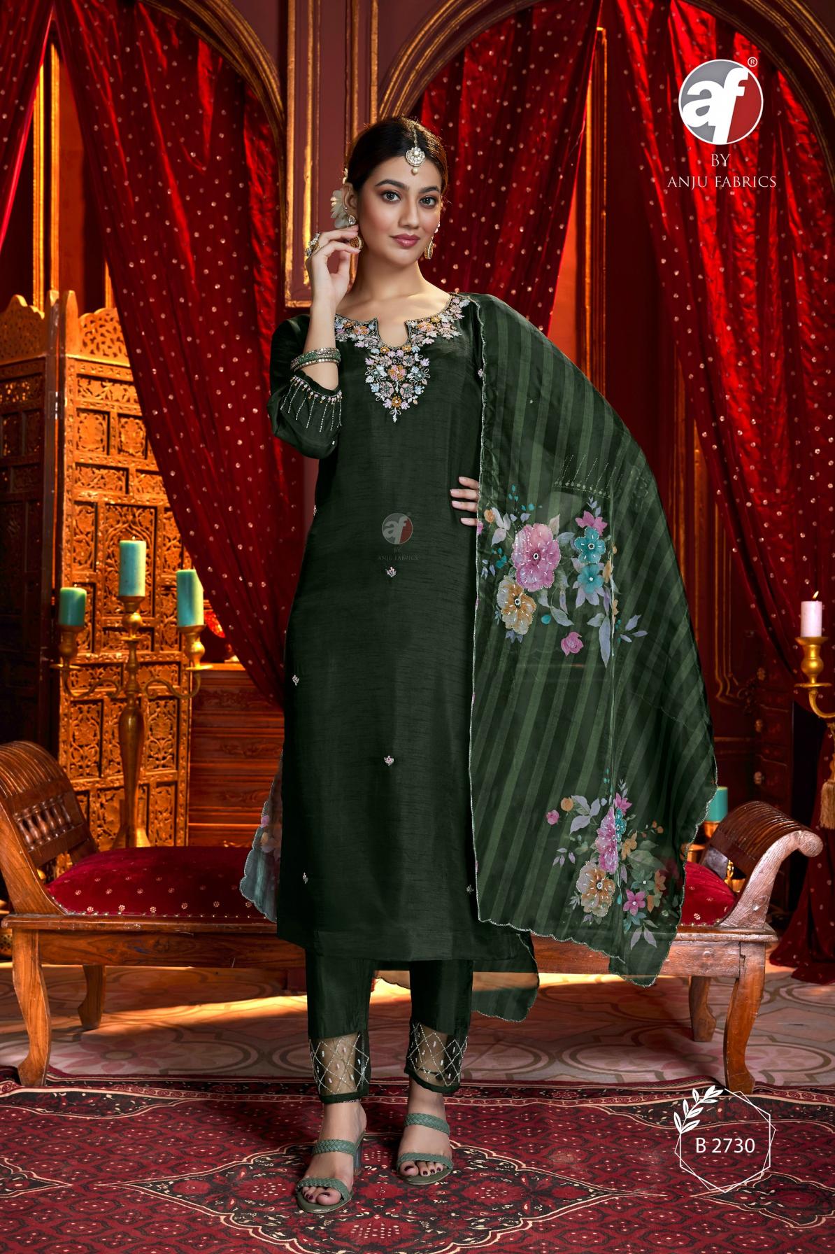 ANJU FAB B 2730 READYMADE MUL CHANDERI COMBO 3PCS DRESS ONLINE 