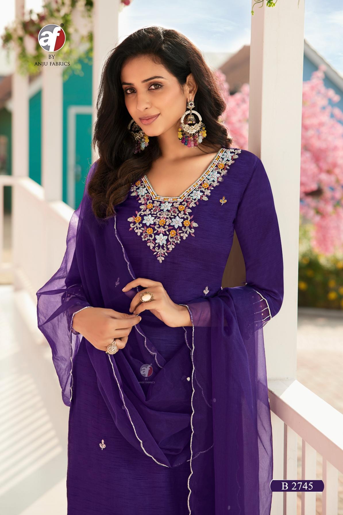 ANJU FAB LAUNCH B 2745 DOLA SILK FULL STITCH CLASSIC COMBO SET SUITS 