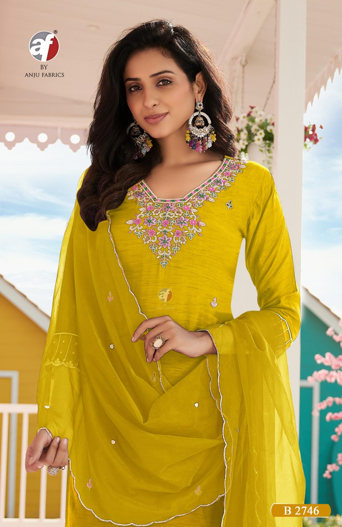 ANJU FAB B 2746 READYMADE DOLA SILK COMBO 3PCS DRESS