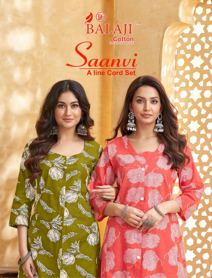 SAANVI BY BALAJI COTTON READYMADE A-LINE COTTON CO-ORD SETS 