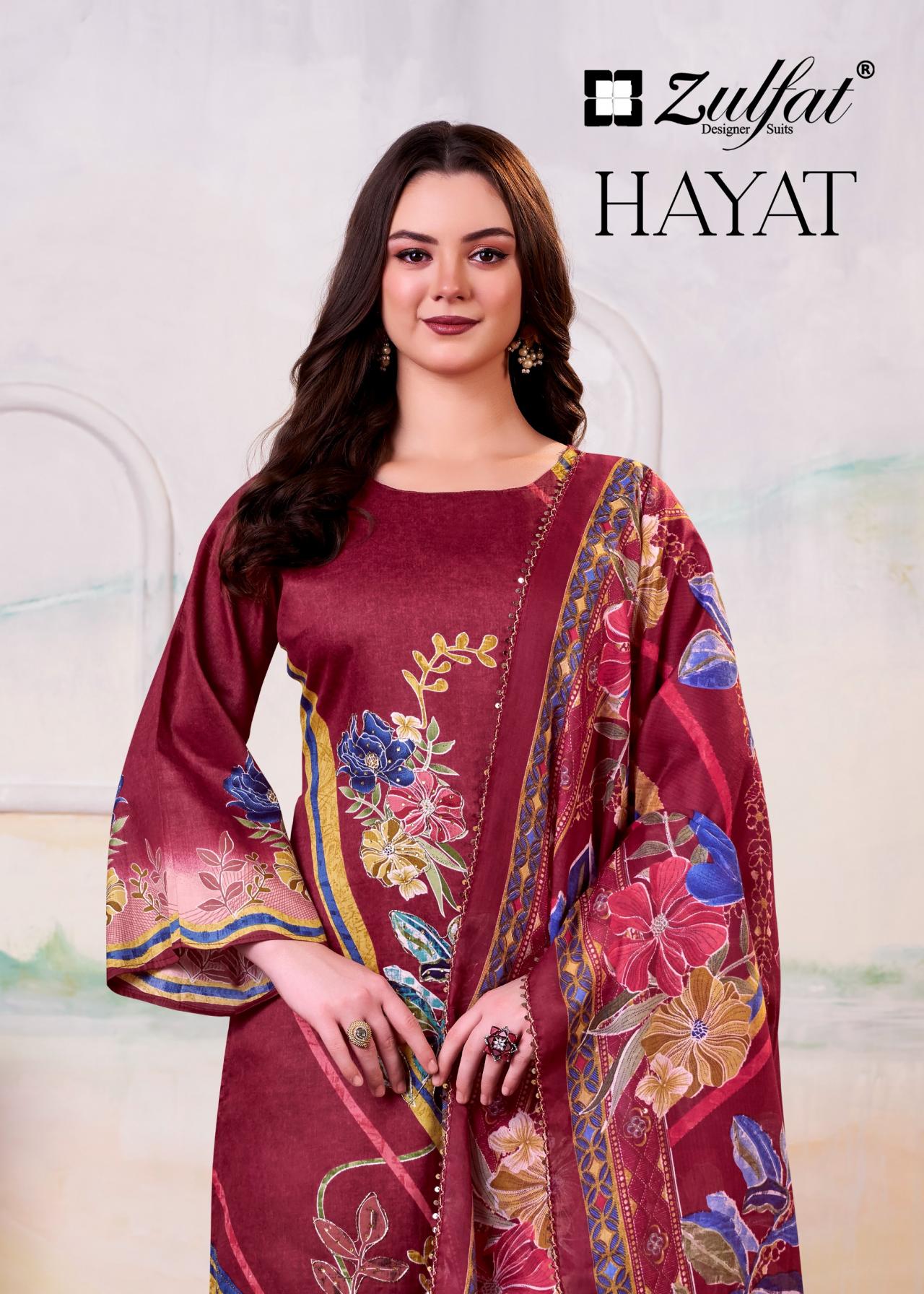 HAYAT BY BELLIZA DESIGNER JAM COTTON FULL STITCH PLUS SIZE 3PCS DRESS 
