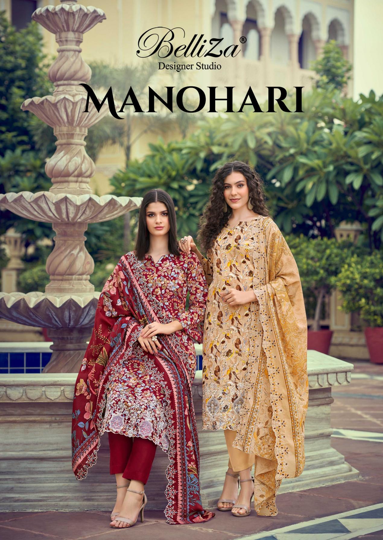MANOHARI BY BELLIZA DESIGNER COTTON PAKISTANI SUIT ONLINE 