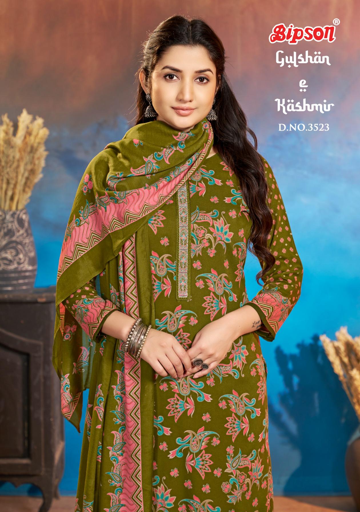 GULSHAN E KASHMIR 3523 BY BIPSON PRINTS VISCOSE PASHMINA UNSTITCH SUITS 