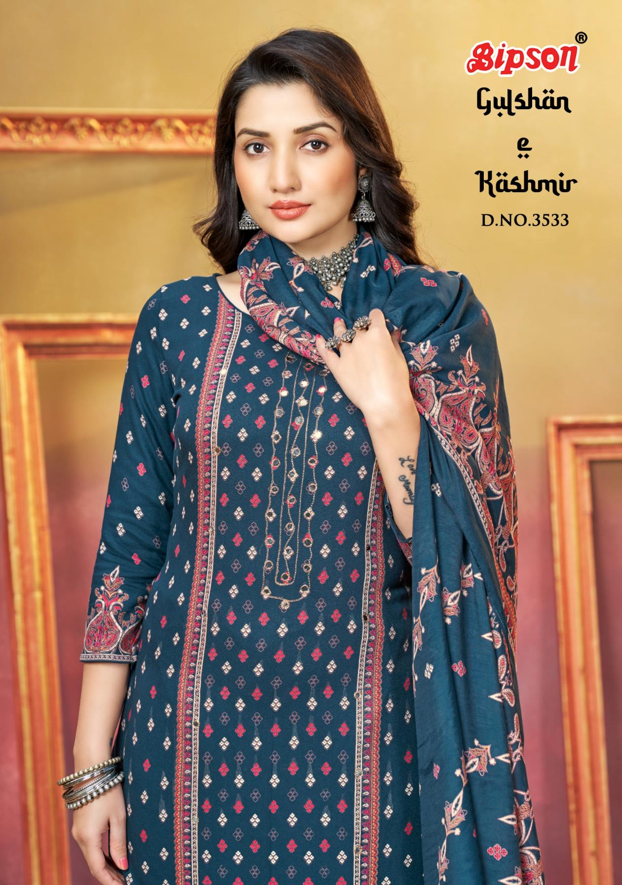 GULSHAN E KASHMIR 3533 BY BIPSON PRINTS VISCOSE PASHMINA 3PCS DRESS