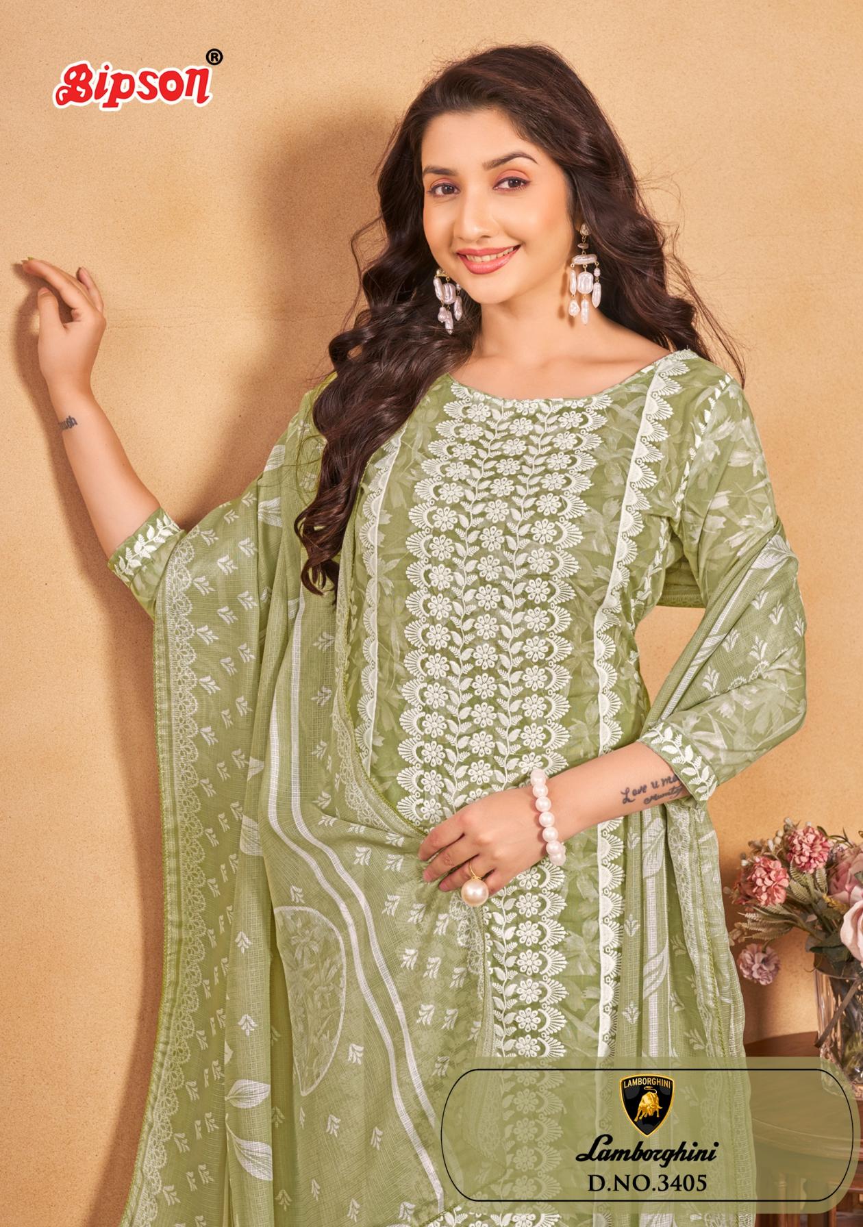 LAMBORGHINI 3405 BY BIPSON PRINTS DAILY WEAR COTTON 3PCS DRESS