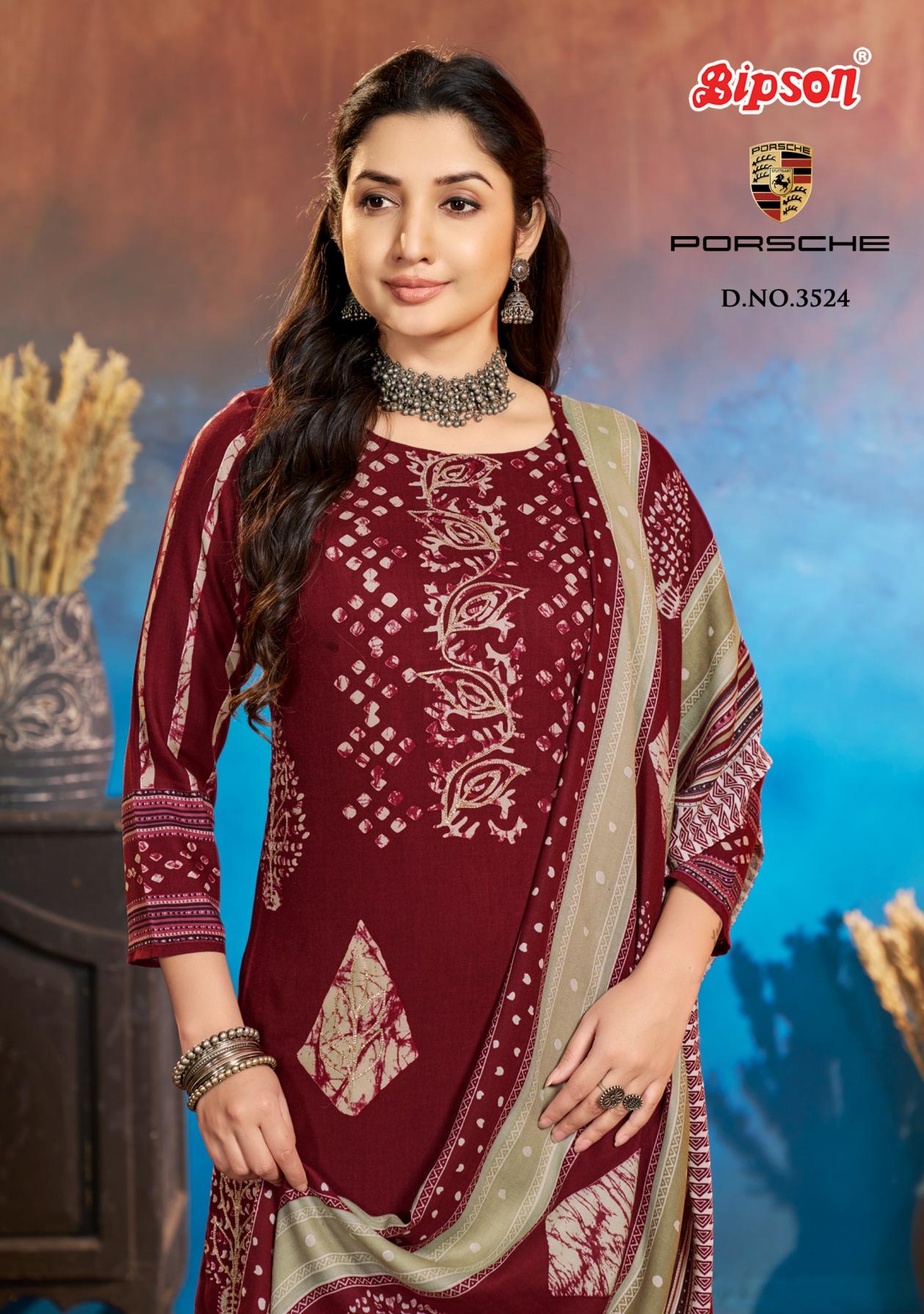 PORSCHE 3524 BY BIPSON PRINTS VISCOSE PASHMINA 3PCS DRESS