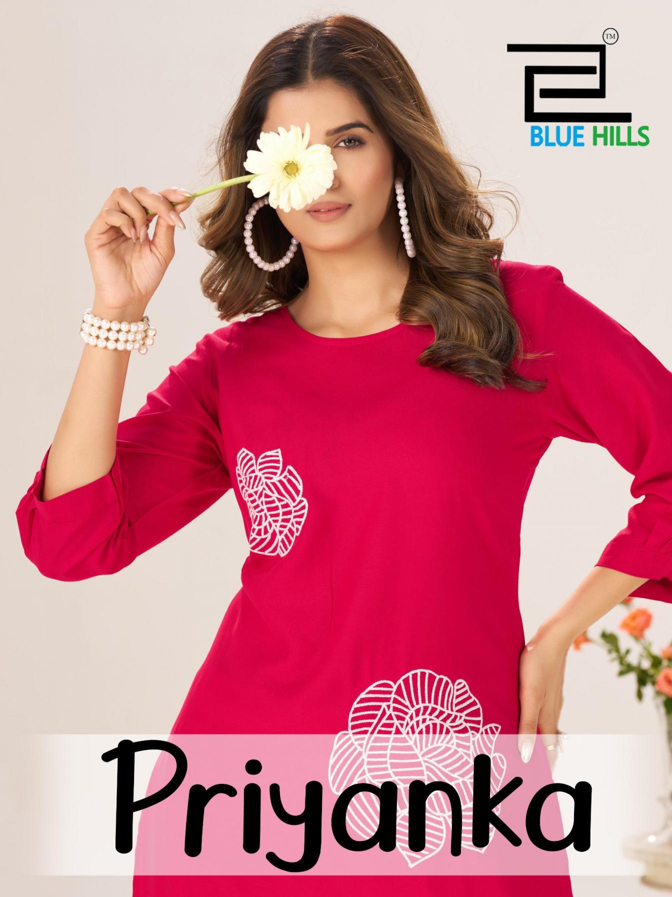 PRIYANKA BY BLUE HILLS RAYON FANCY FULL STITCH PLUS SIZE LONG KURTI  