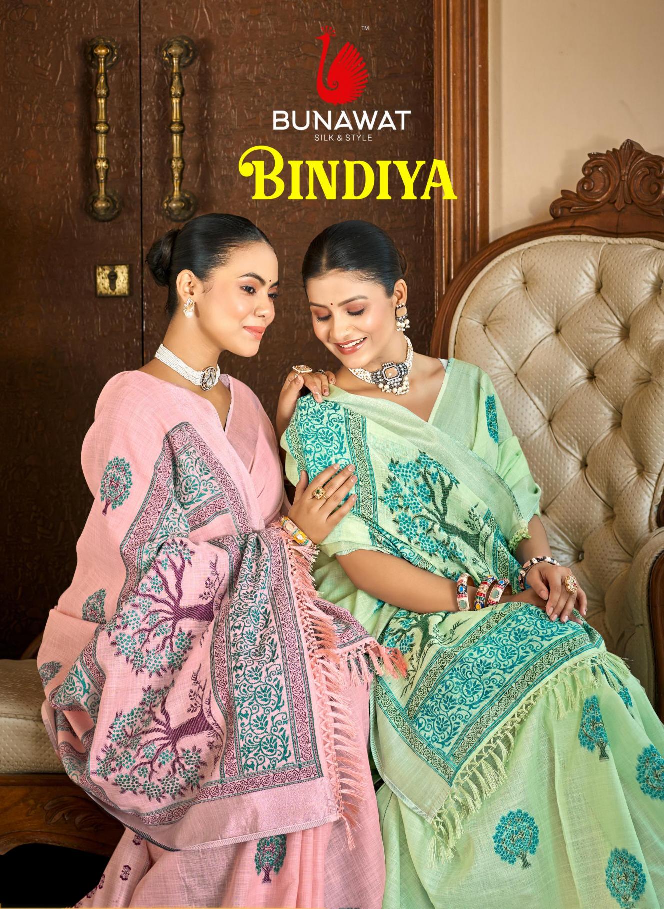 Bunawat - Bindiya Linen Woven Work Traditional Saree