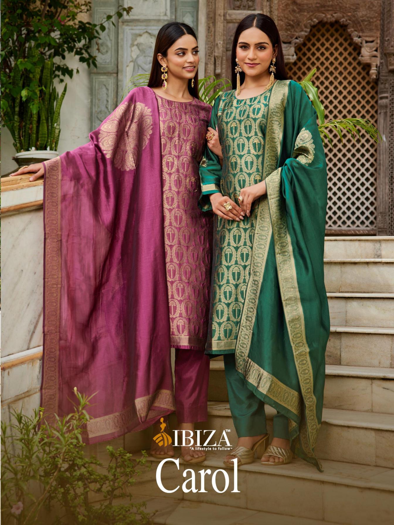 IBIZA CAROL PRETTY LOOK BANGLORY SILK JACQUARD 3PCS DRESS