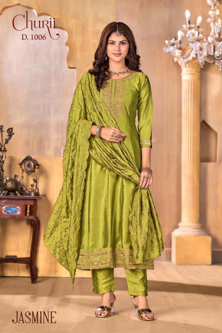 JASMINE BY CHURII FULL STITCH VICHITRA SILK PRETTY COMBO SUITS 