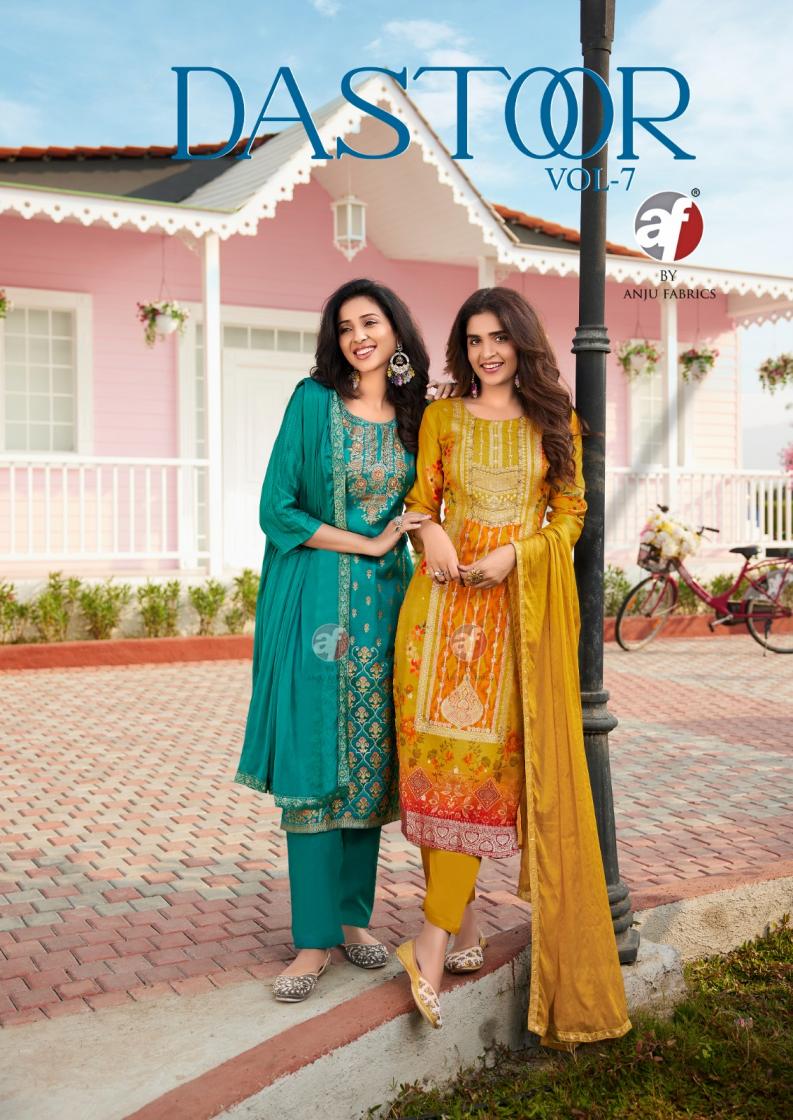 ANJU FAB DASTOOR VOL 7 CLASSIC DOLA JACQUARD FULL STITCH SUITS ONLINE 