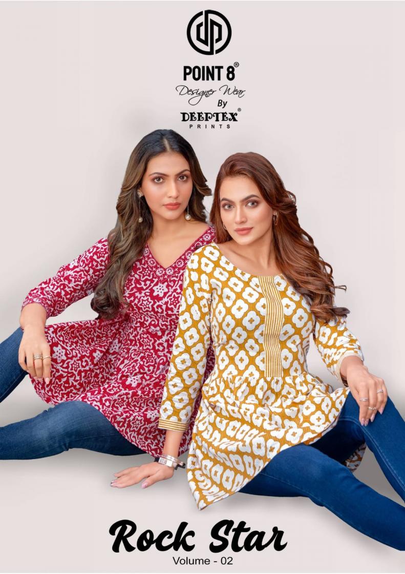 ROCK STAR VOL 2 BY DEEPTEX PRINTS POINT 8 FULL STITCH COTTON KATHA TOPS FOR GIRLS 