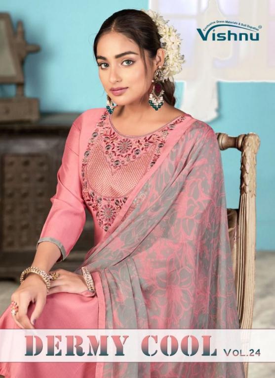 VISHNU DERMY COOL VOL 24 HIT DESIGN SILK 3PCS DRESS