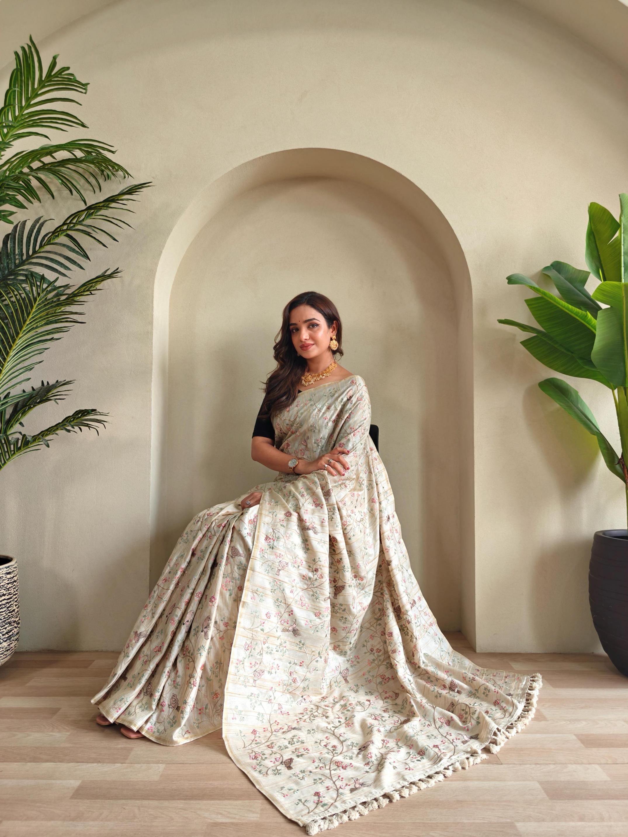 DEVIKA POPULAR DESIGN LOOM TUSSAR SAREES ONLINE 