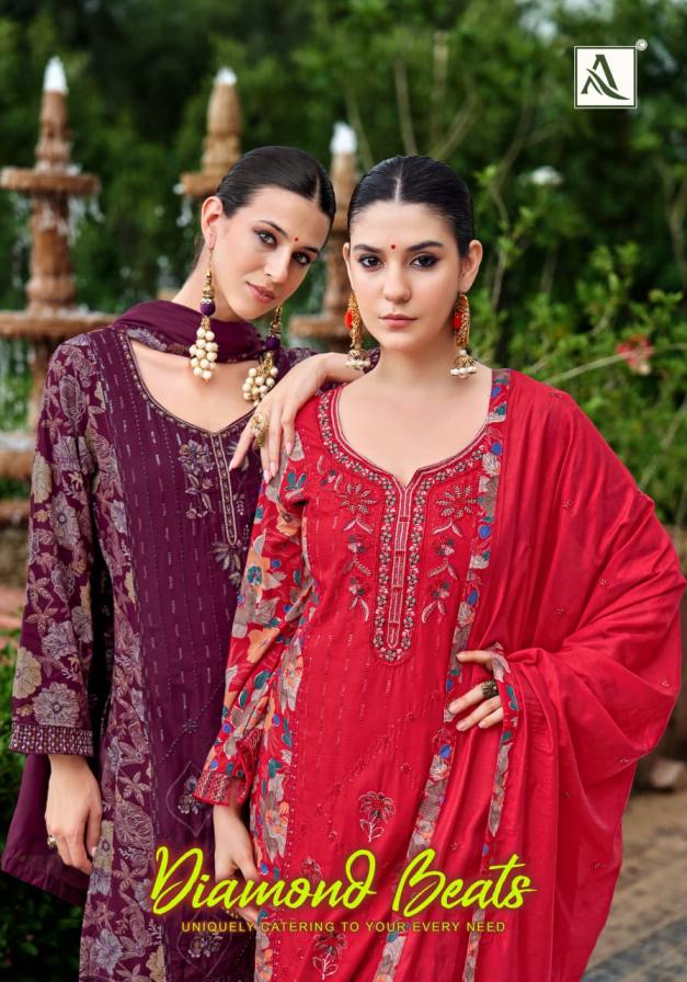 ALOK DIAMOND BEATS VISCOSE RAYON UNSTITCH PAKISTANI 3PCS DRESS