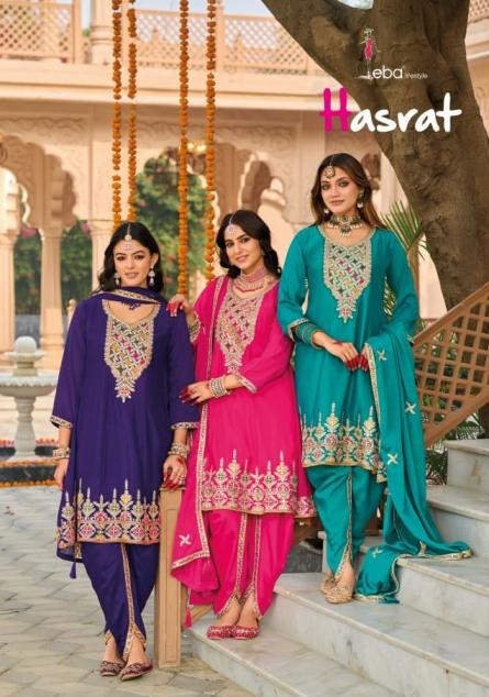 HASRAT BY EBA LIFESTLE CHINON READYMADE KURTI DHOTI PANT WITH DUPATTA 