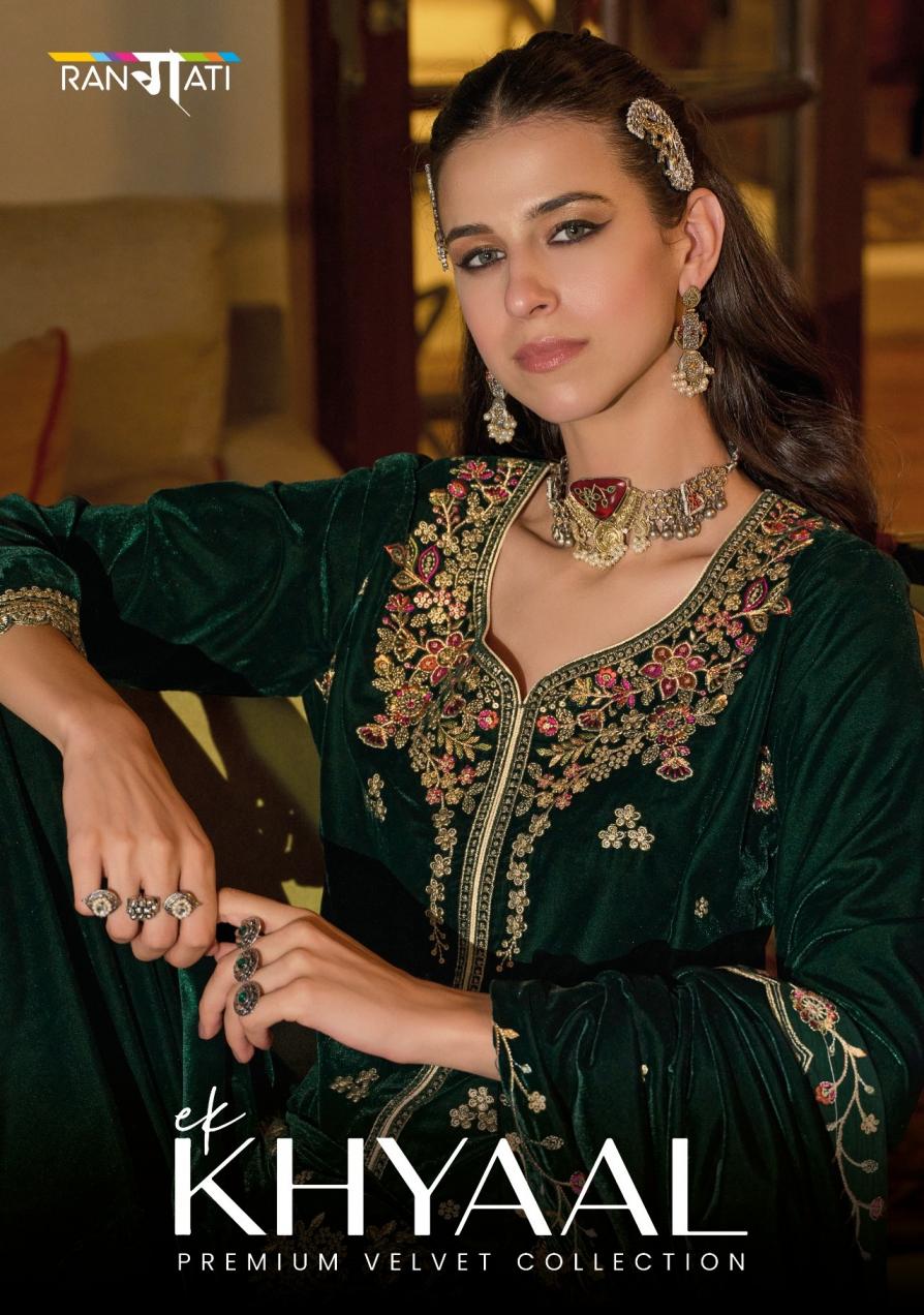 RANGATI PRINTS EK KHYAAL DESIGNER VELVET WINTER  3PCS DRESS 