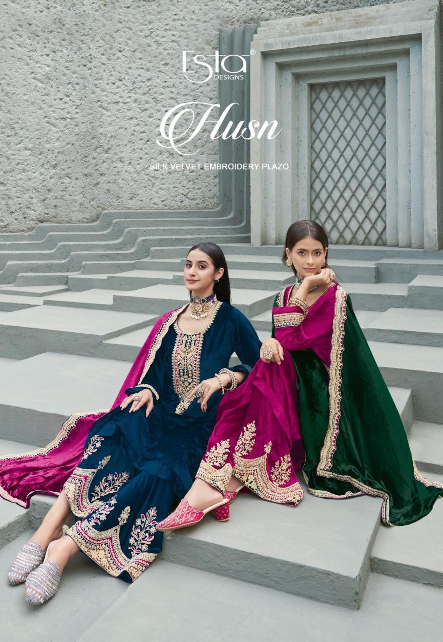 HUSN BY ESTA DESIGNS SILK VELVET STYLISH WINTER LADIES SUIT