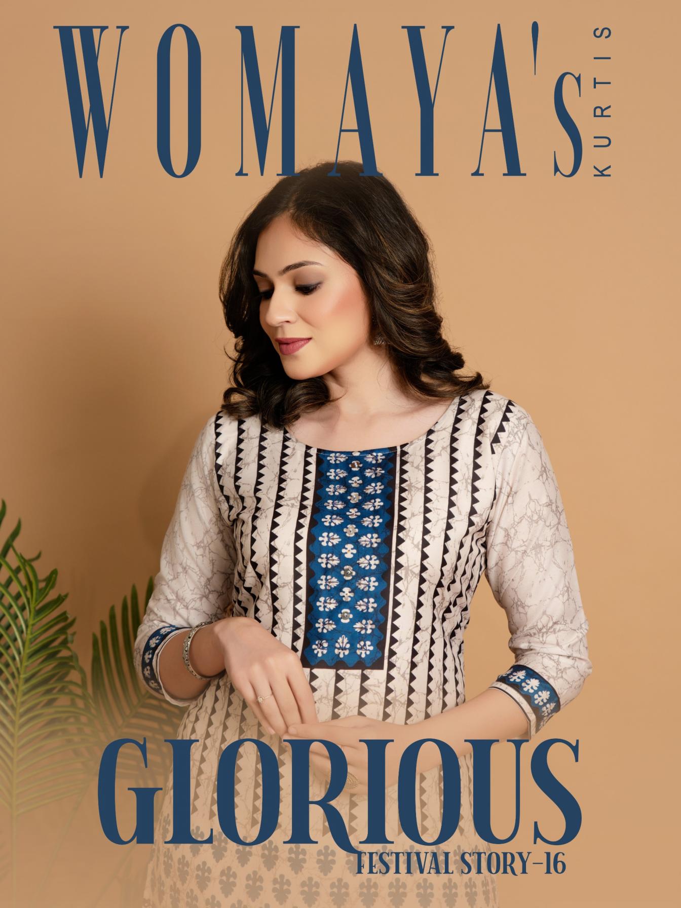 WOMAYA KURTI GLORIOUS FESTIVAL STORY VOL 16 MUSLIN READYMADE 3PCS COMBO SET