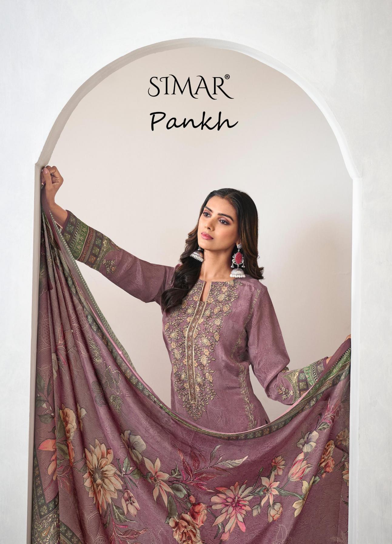PANKH BY GLOSSY SIMAR NATURAL CRAPE 3PCS DRESS