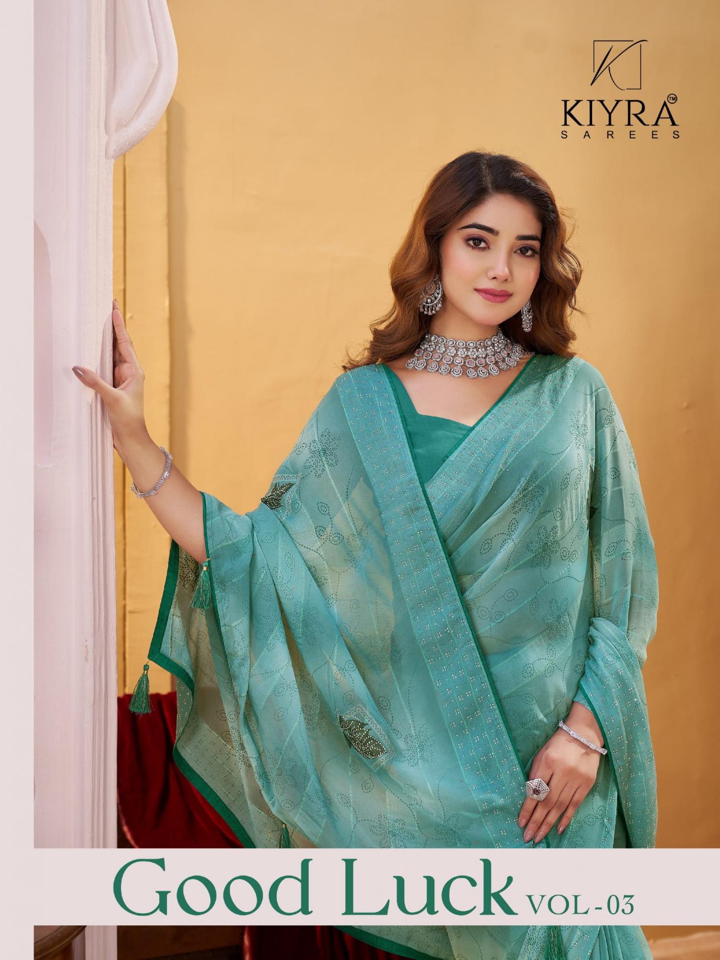 KIYRA GOODLUCK VOL 3 AMAZING WEIGHTLESS KUNDAN SAREE FOR WOMENS 