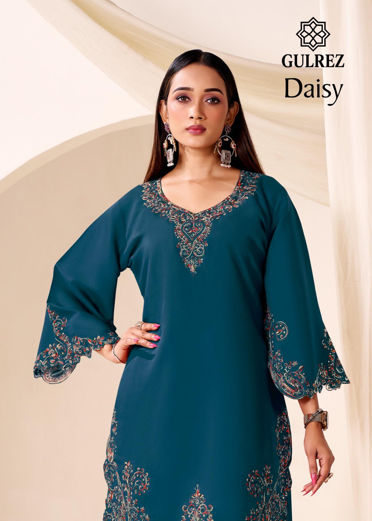 DAISY BY GULREZ FULL STITCH STYLISH ROMAN SILK CO-ORD SET 