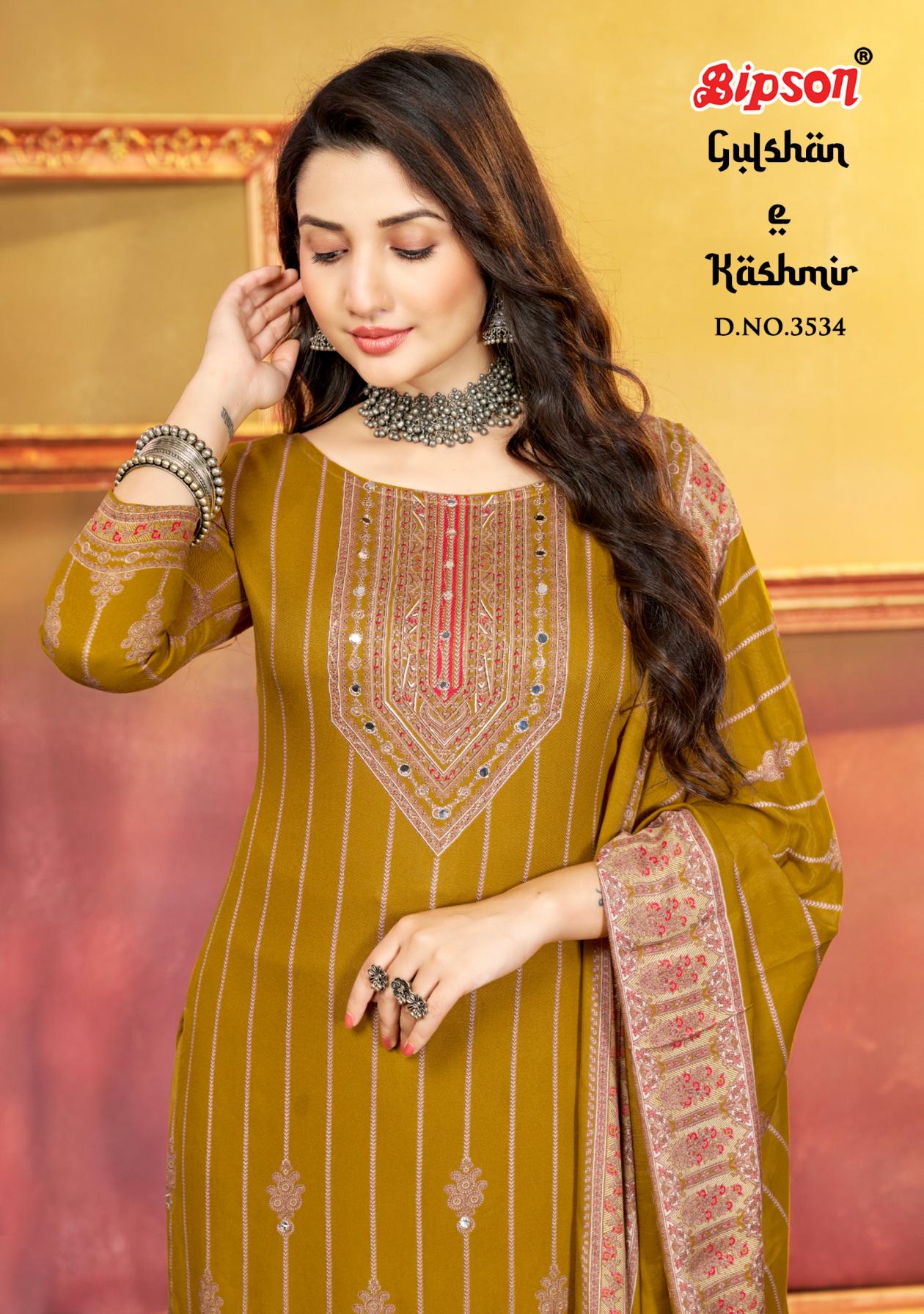 BIPSON PRINTS GULSHAN E KASHMIR 3534 VISCOSE PASHMINA WINTER DRESS 