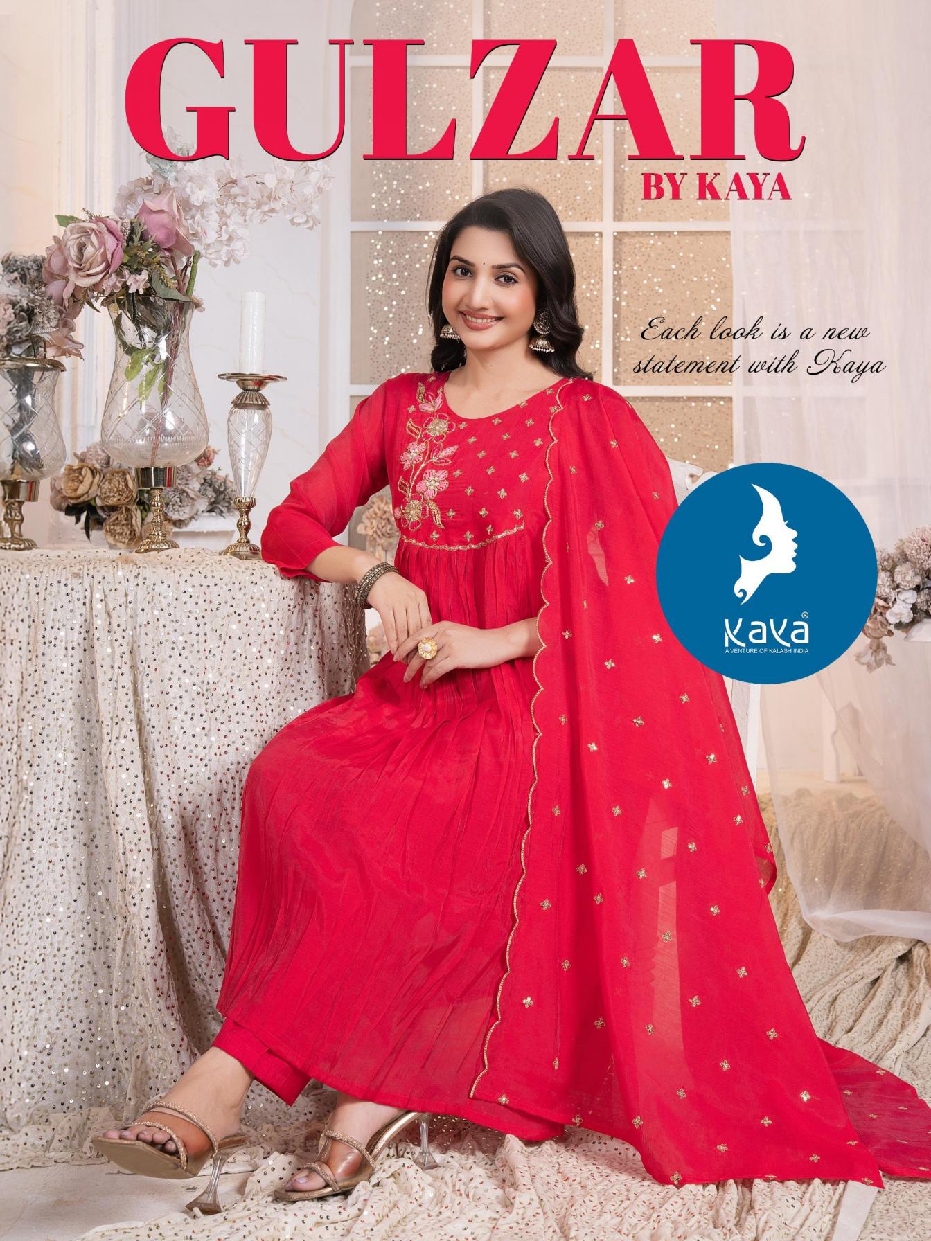 KAYA GULZAR CLASSIC MUL CHANDERI FULL STITCH 3PCS DRESS