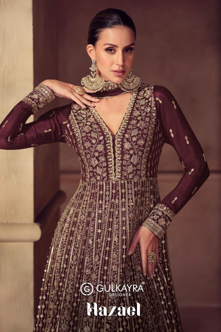 GULKAYRA DESIGNER HAZAEL FULL STITCH CHINON GOWN WITH DUPATTA FOR GIRLS  