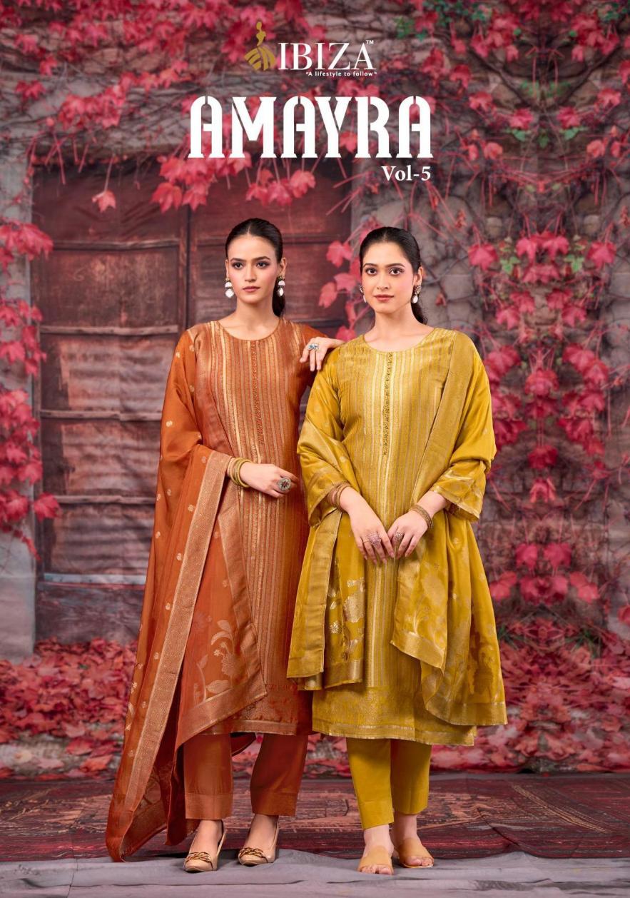 AMAYRA VOL 5 BY IBIZA BANGLORY SILK JACQUARD UNSTITCH 3PCS DRESS